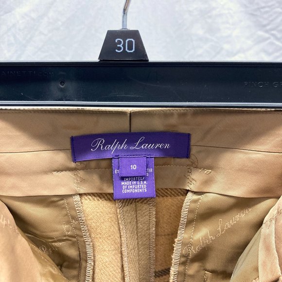 NEW Ralph Lauren Purple Label Tan Plaid Flannel Dress Pants 10 - Picture 3 of 4
